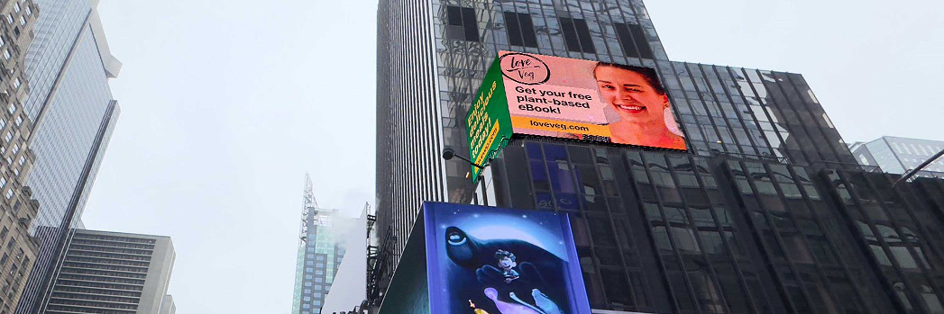 love veg billboard in Times Square
