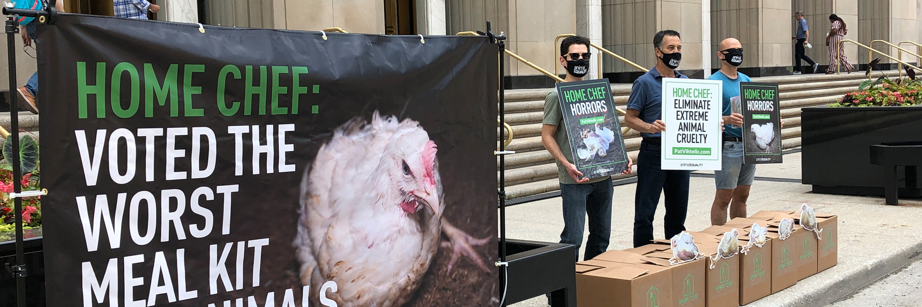 Protesters outside Home Chef headquarters