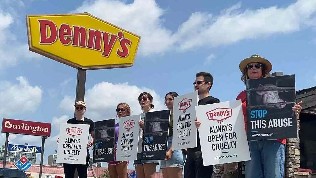 Animal Equality holds protest outside of Denny's in Chicago, IL