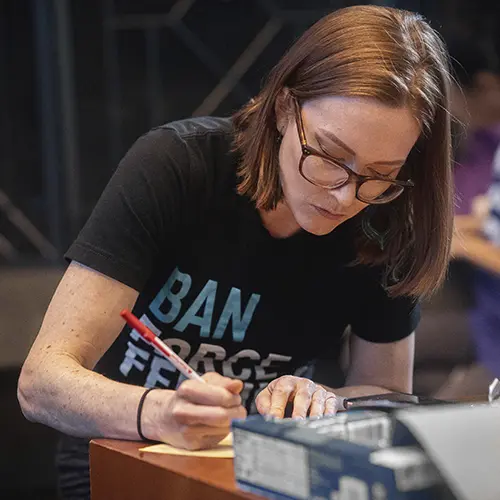 Animal activist signing a petition